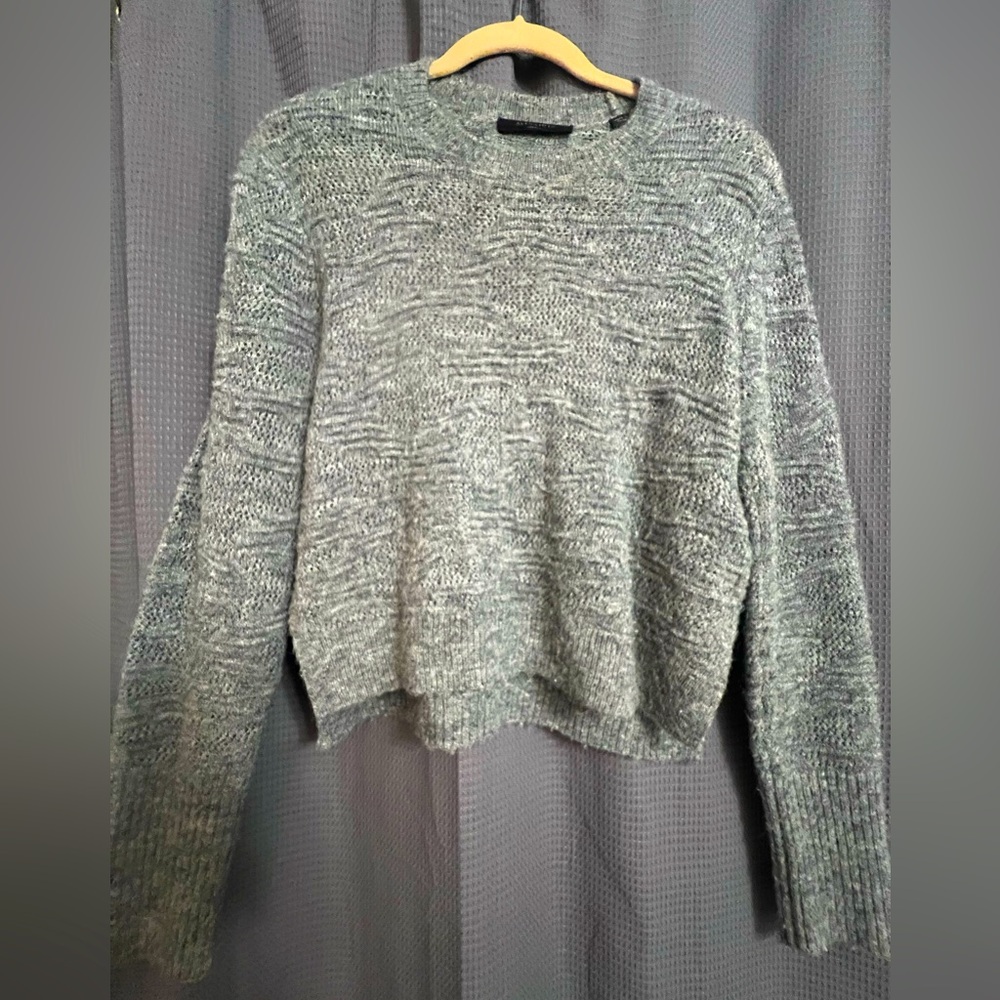 AllSaints Grey Crop Patterned Sweater